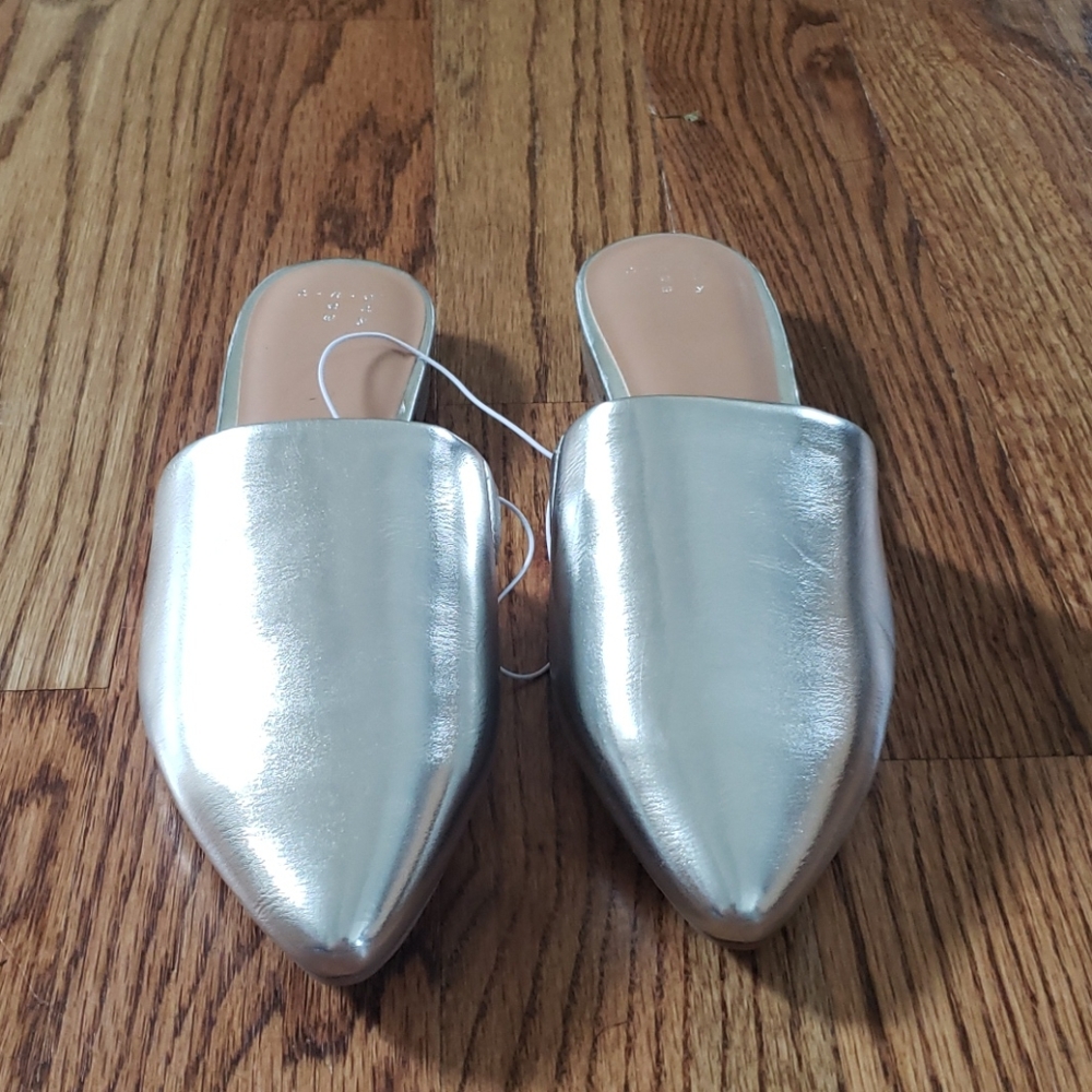 NWT A New Day Silver Mules